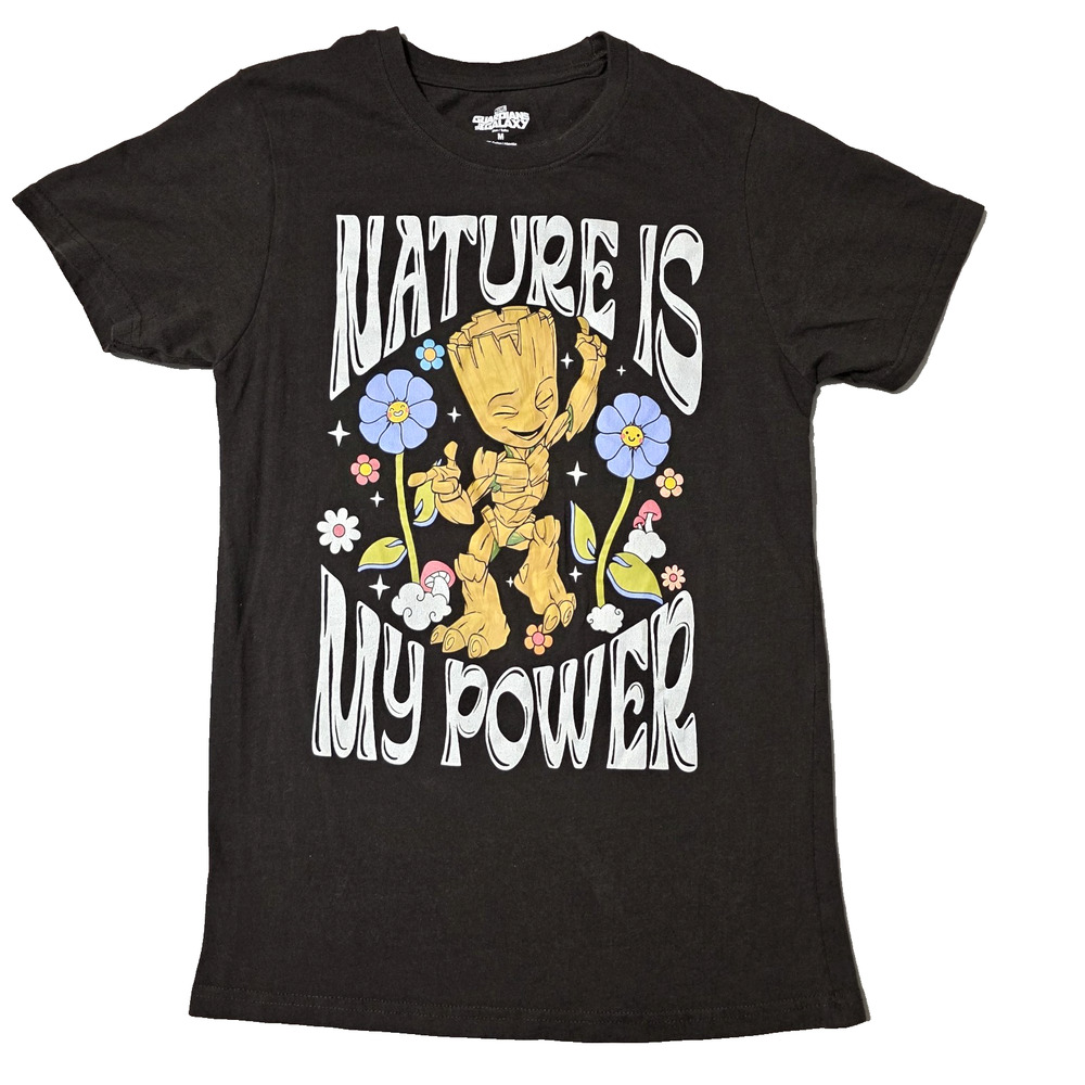 Marvel Guardians of the Galaxy Groot T-Shirt "Nature is My Power" Brown Size M